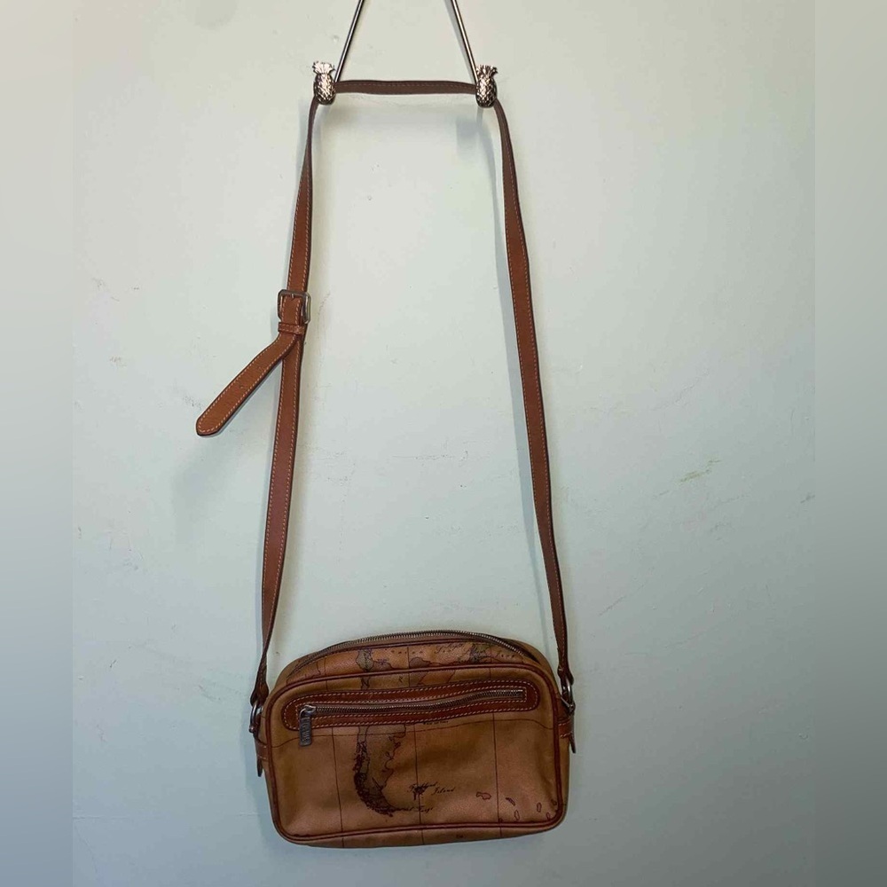 Alviero Martini Brown Crossbody Bag with Map Design